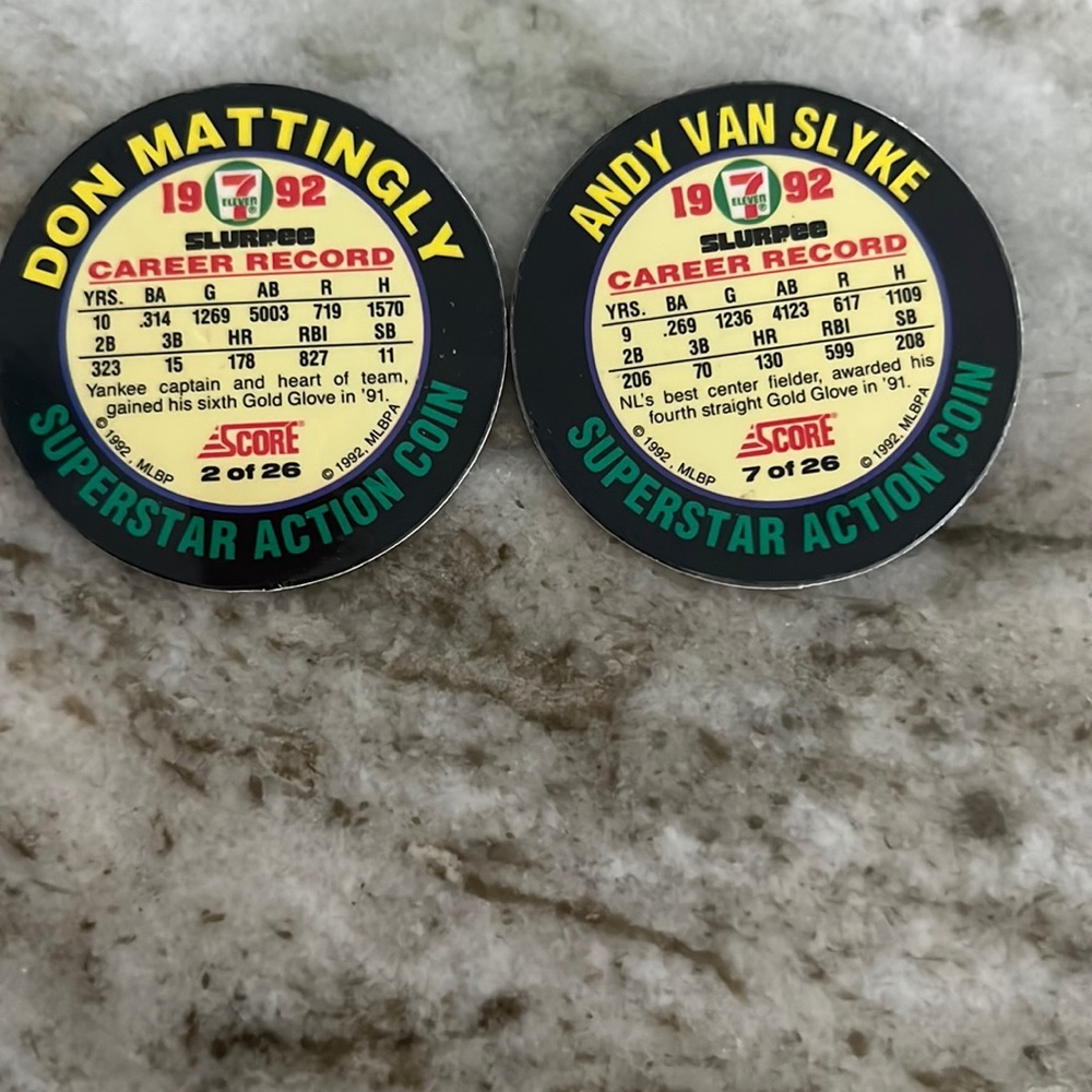 Don Mattingly and Andy Van Slyke 1992 Superstar Action Collectors Coin